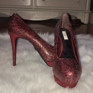 Red Snakeskin Heels